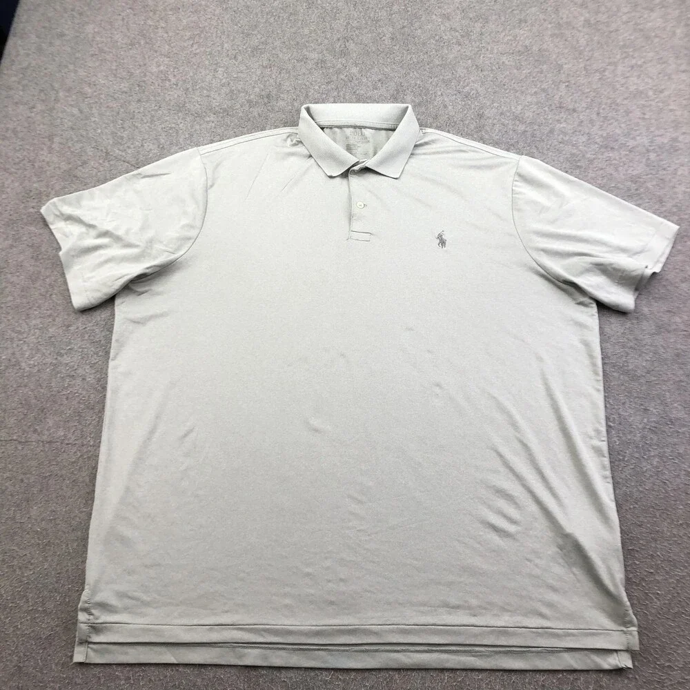 Polo Ralph Lauren Polo Shirt Mens 2XL Gray Solid Performance Golf Tagless Knit